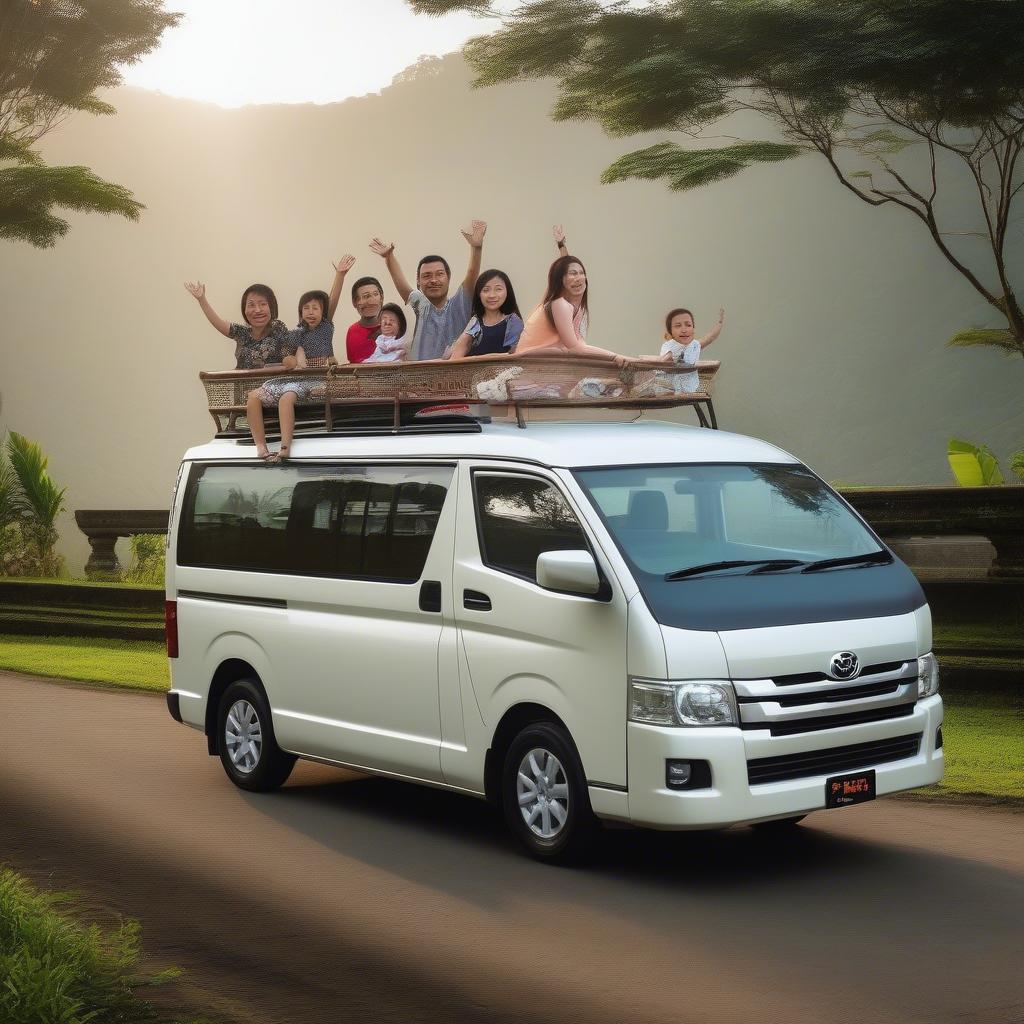 Gia đình du lịch Bali bằng xe Hiace