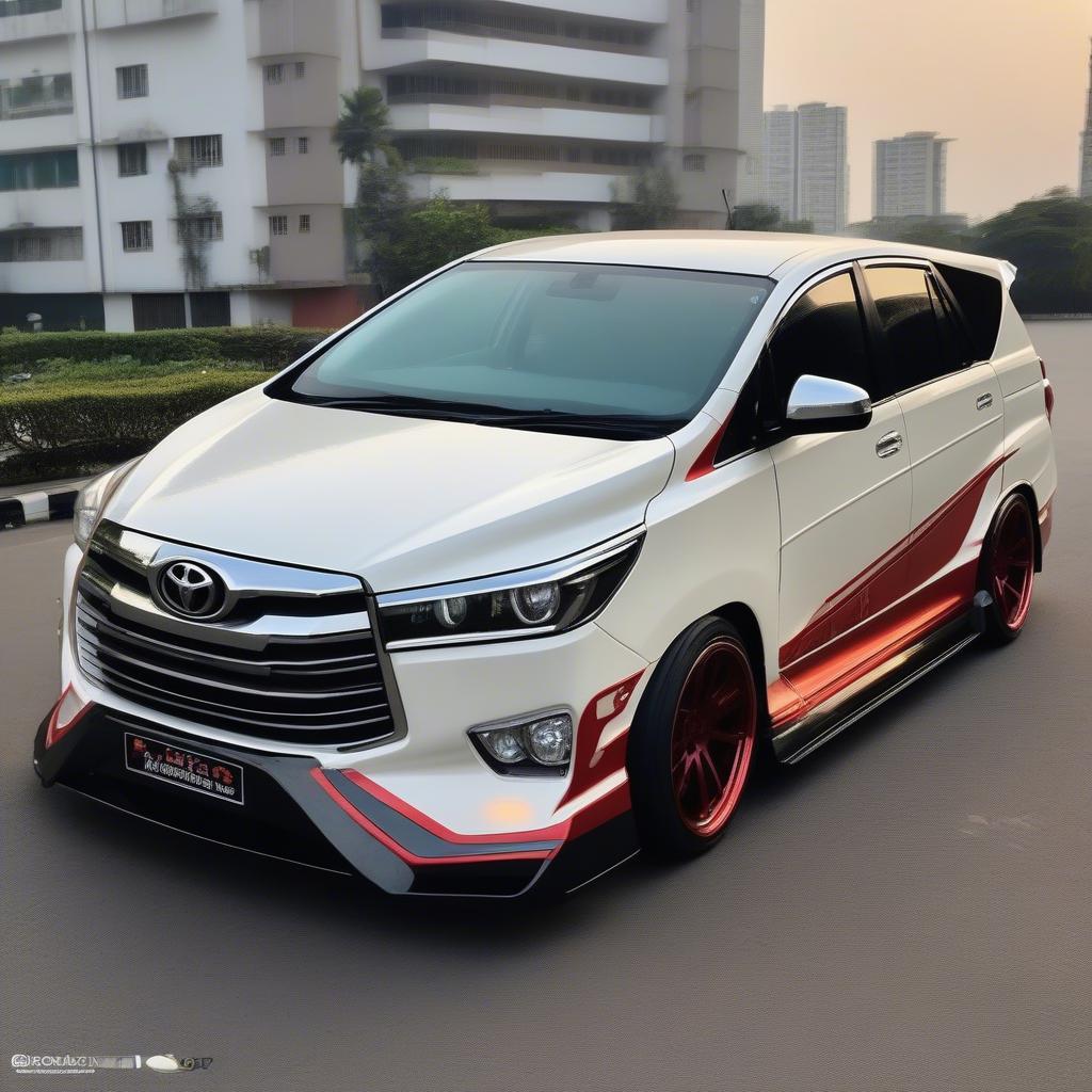 Độ ngoại thất Innova: Lắp body kit, đèn LED, mâm xe