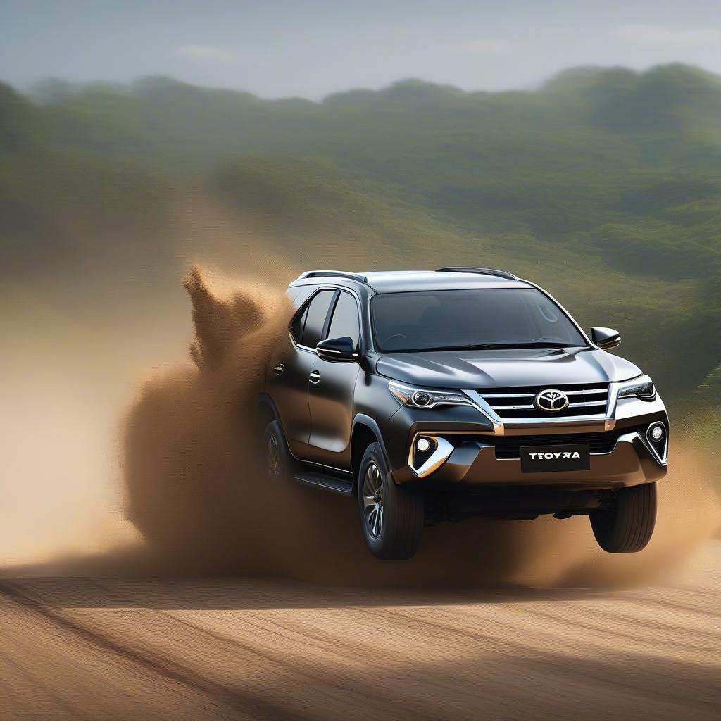 Hình ảnh minh họa xe Fortuner bị lật do vào cua ở tốc độ cao