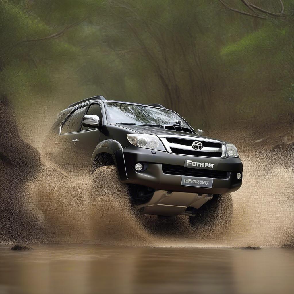 Fortuner số sàn 2007 vận hành trên đường off-road