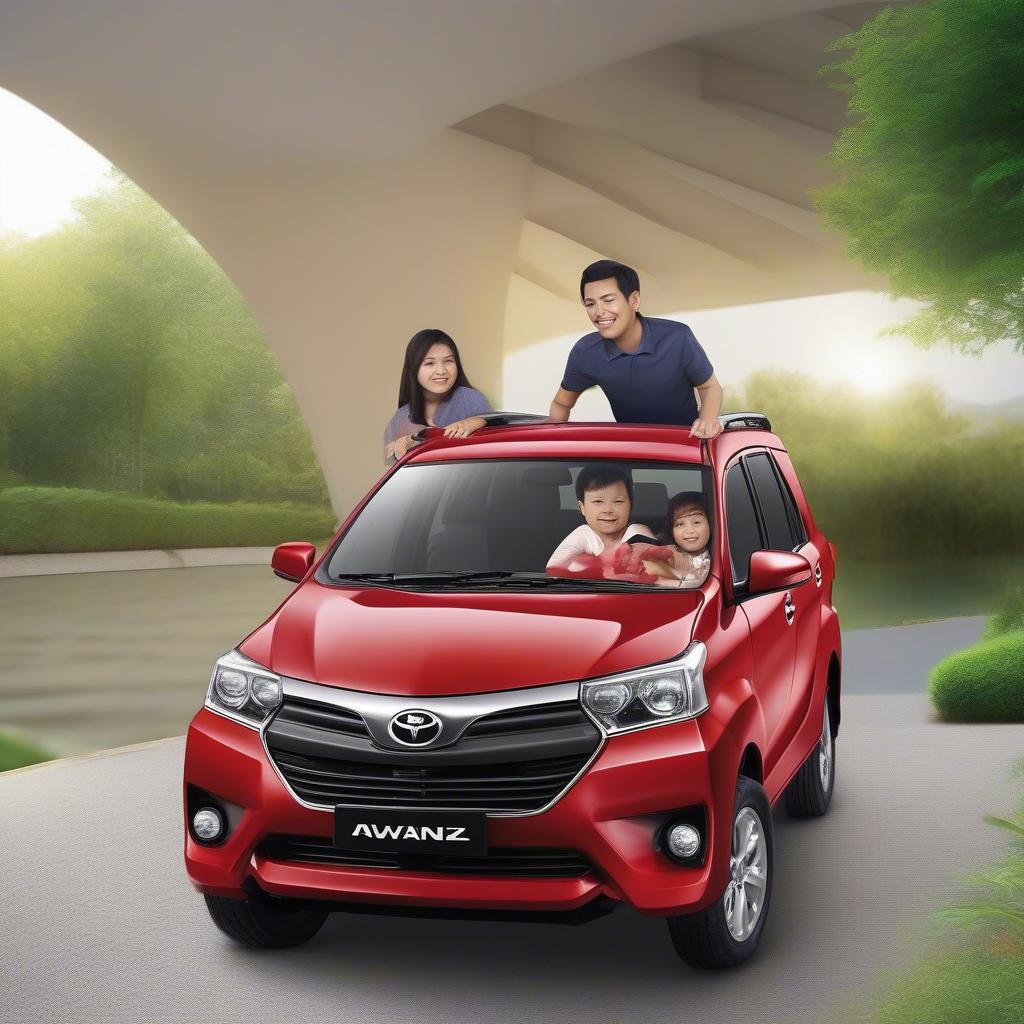 Gia đình hạnh phúc di chuyển trên Toyota Avanza 2019