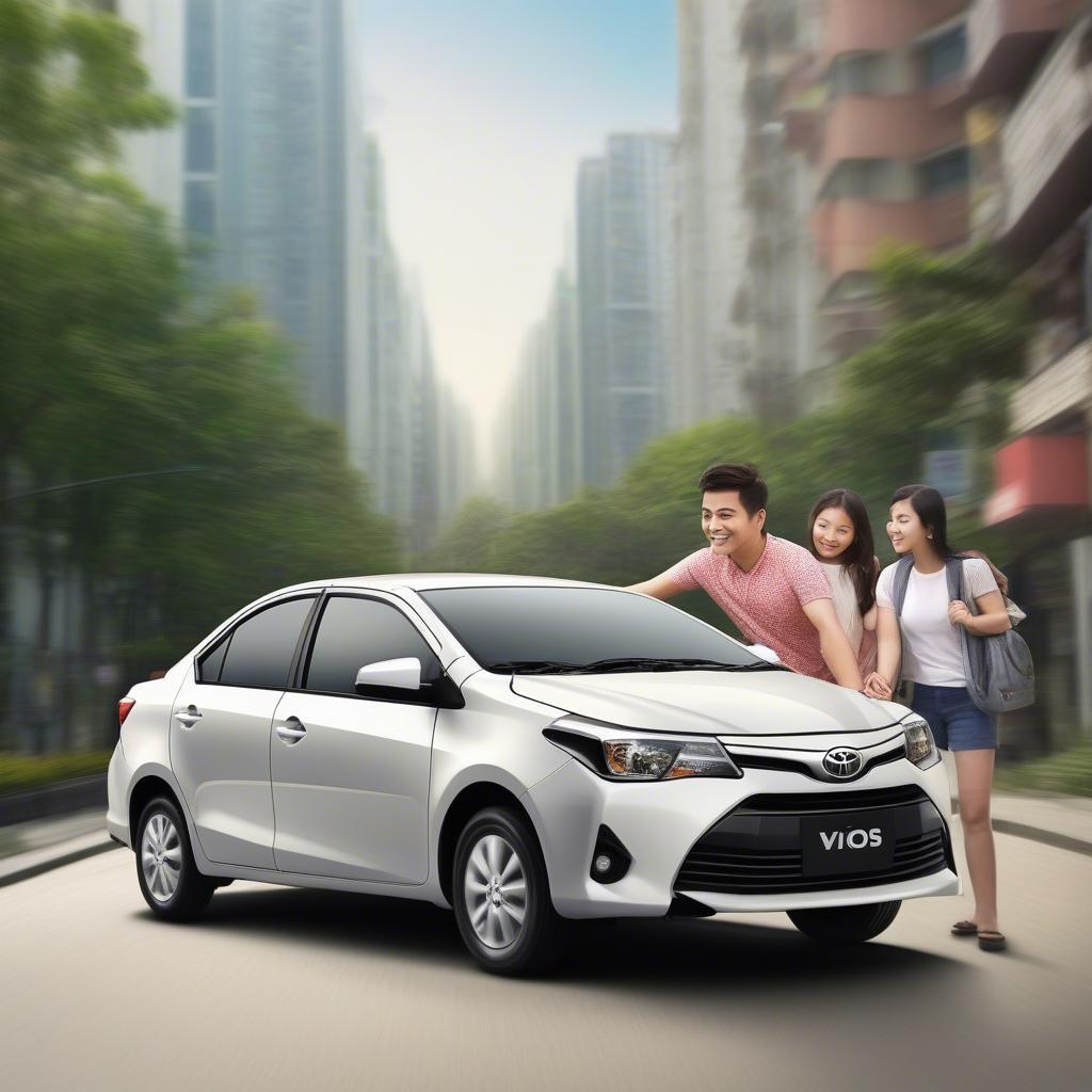 Gia đình nhỏ di chuyển cùng xe Vios 2018