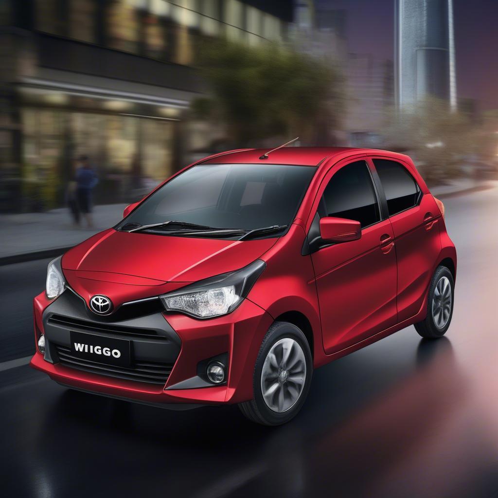 Giá ô tô Wigo hiện nay - Hình ảnh chiếc Toyota Wigo màu đỏ đậu trên phố.