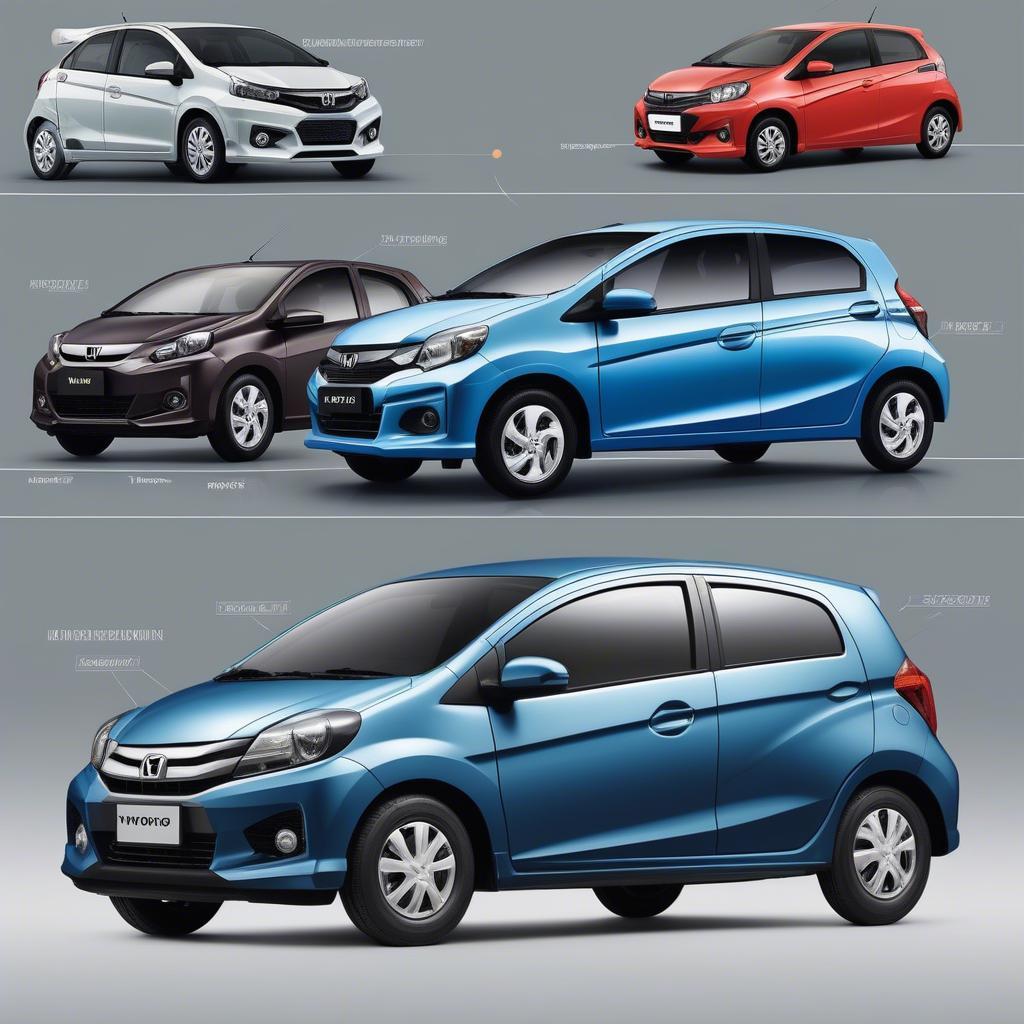 So sánh kích thước tổng thể (dài x rộng x cao) và chiều dài cơ sở của Honda Brio 2019 và Toyota Wigo.