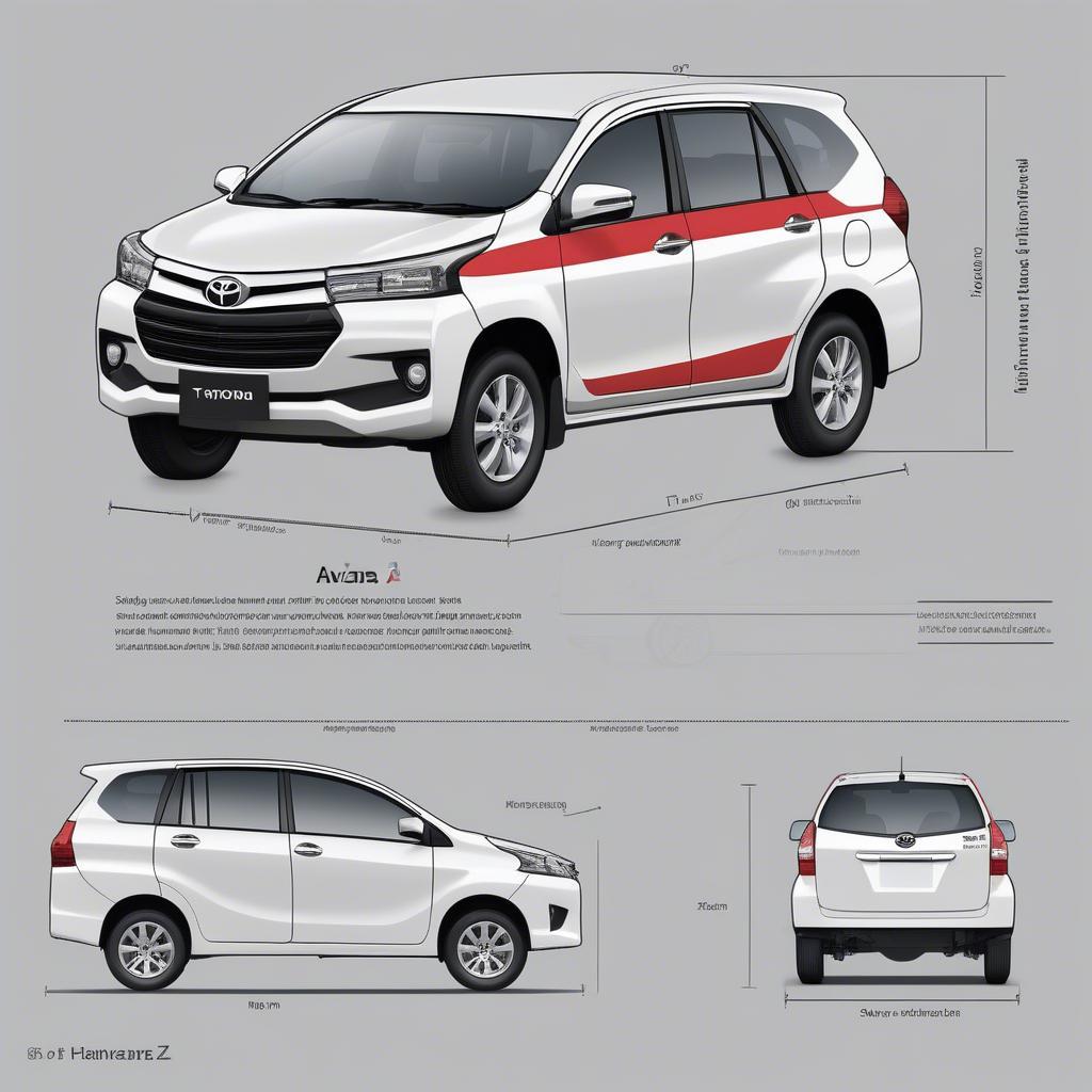 Kích thước tổng thể Toyota Avanza: chiều dài, chiều rộng, chiều cao