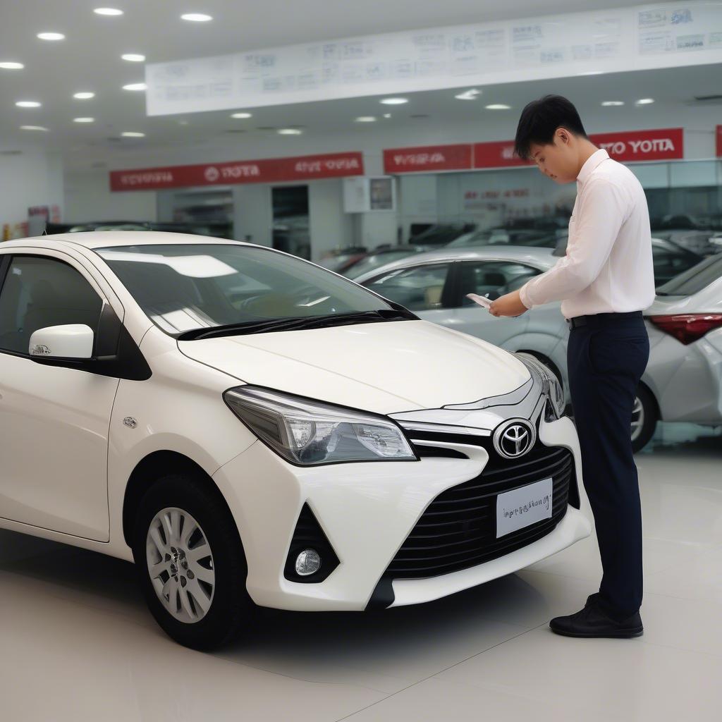 Kiểm tra xe Yaris tại đại lý Hải Phòng