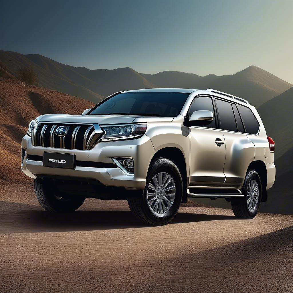 Ngoại thất Land Cruiser Prado VX 2020 thể hiện sự mạnh mẽ và sang trọng với lưới tản nhiệt hình lục giác, đèn pha LED sắc nét và đường gân dập nổi.