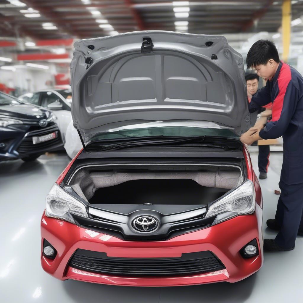 Lắp đặt lót cốp xe Vios 2016 tại Toyota Xuân Phương