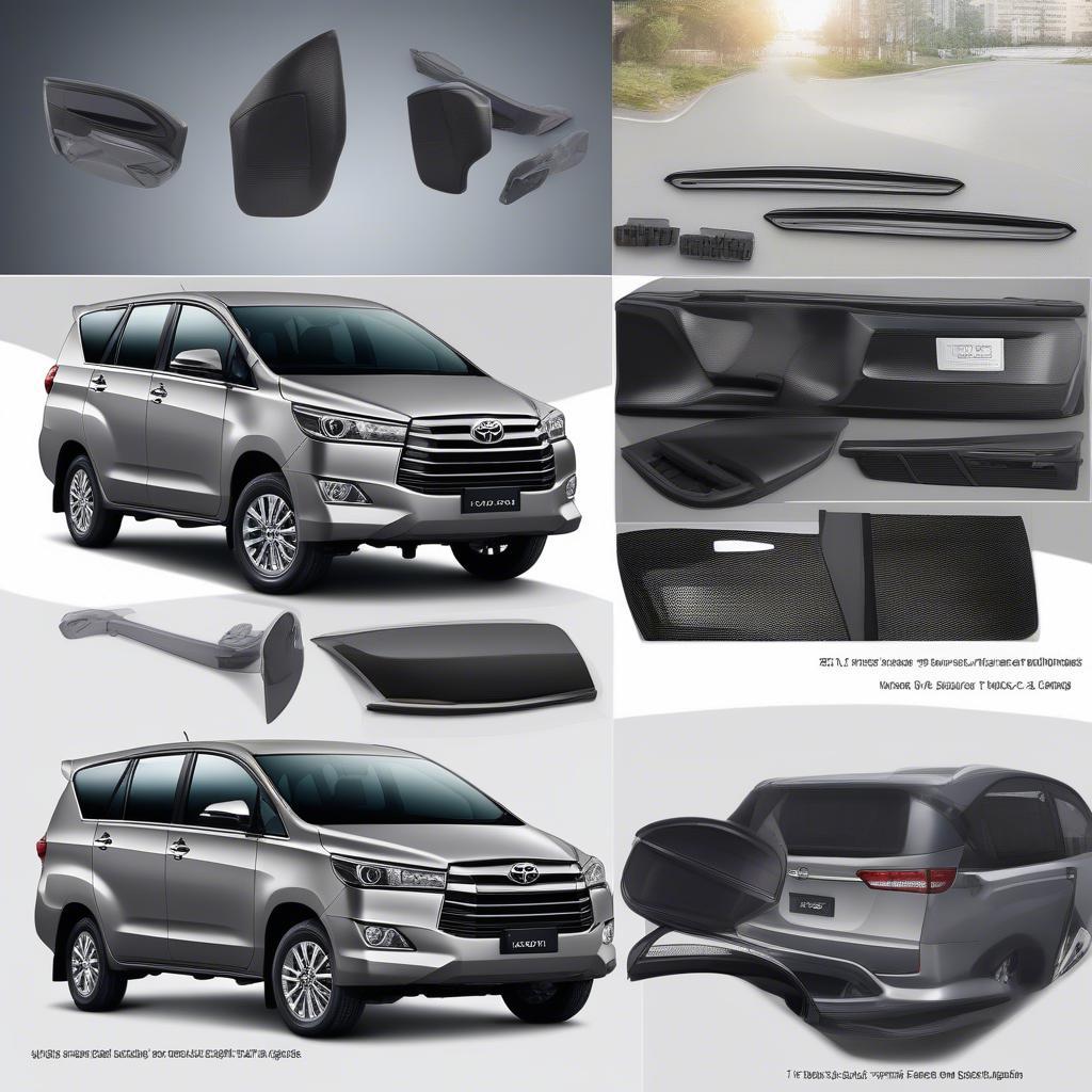 Phụ kiện ngoại thất Toyota Innova 2017: ốp cản, baga mui, đèn LED