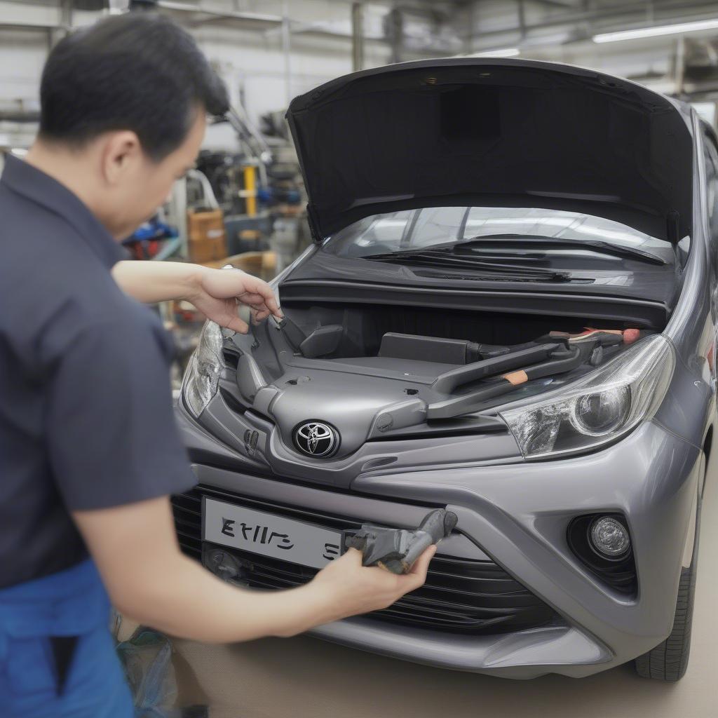 Quy trình độ gương gập điện Wigo tại Toyota Xuân Phương