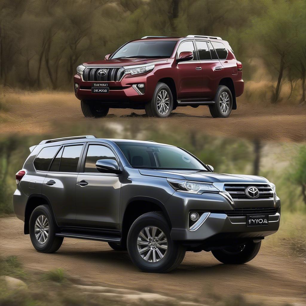 So sánh kích thước Prado và Fortuner