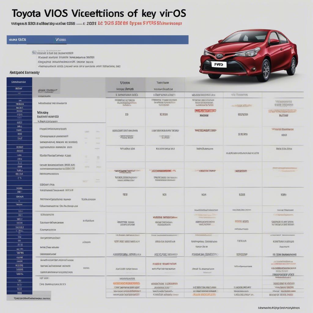 So sánh thông số Vios qua các năm