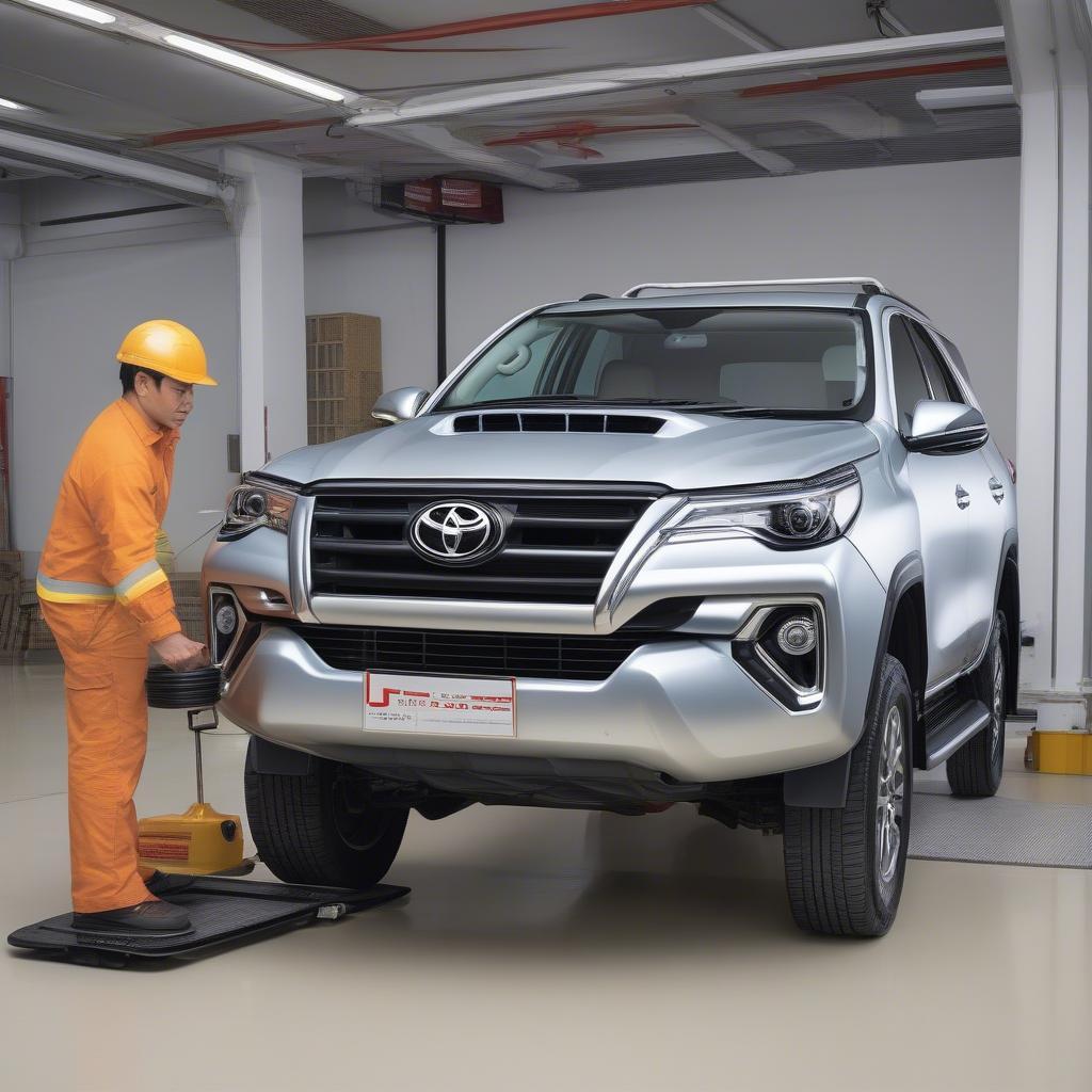 Sử dụng bộ kích lốp Fortuner an toàn