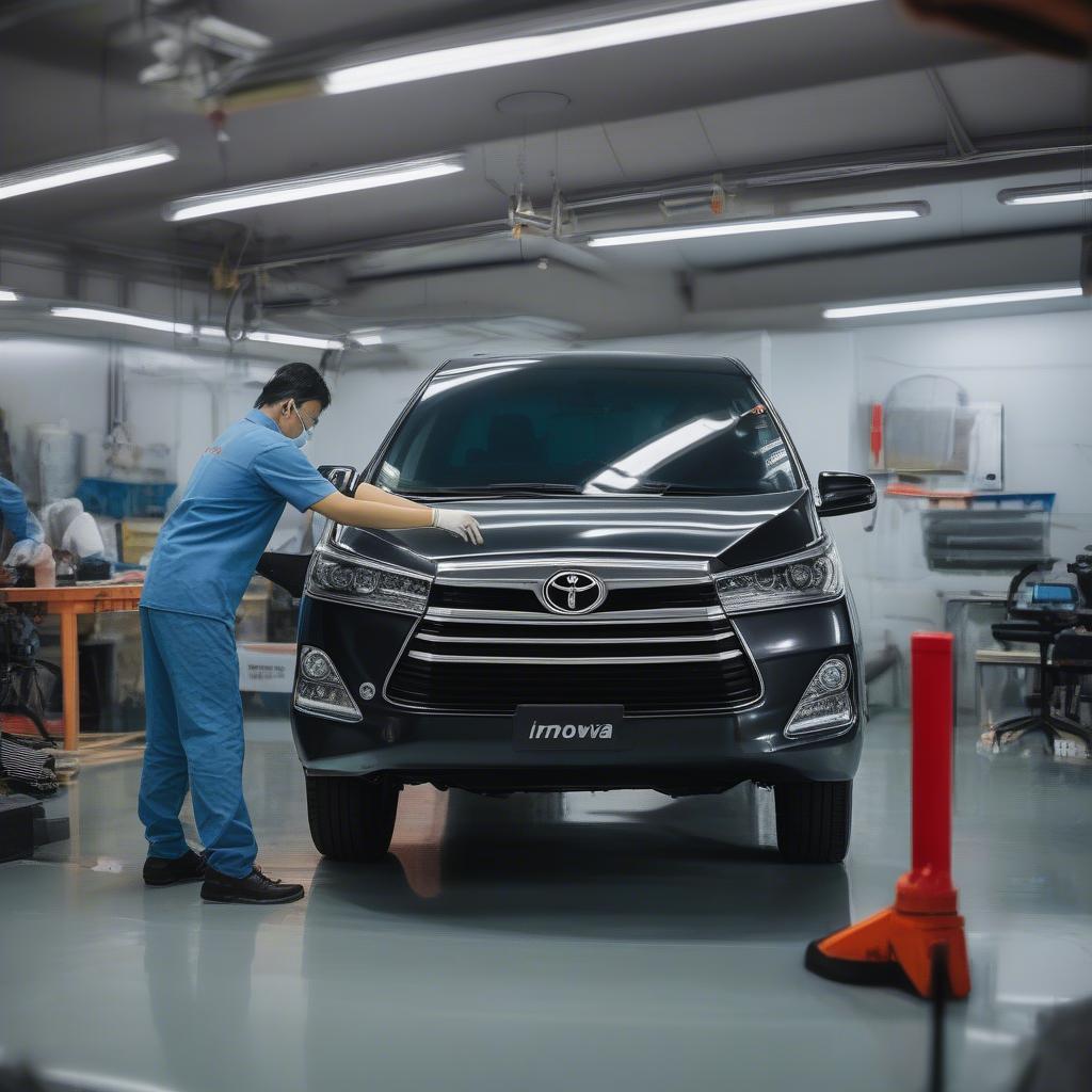 Thay kính chắn gió Innova tại Toyota Xuân Phương