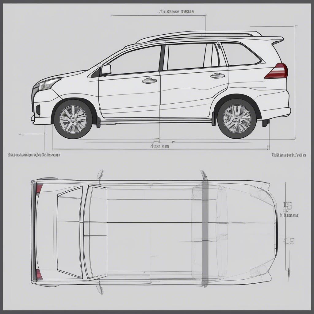 Kích thước tổng thể Toyota Avanza: Chiều dài, chiều rộng, chiều cao.