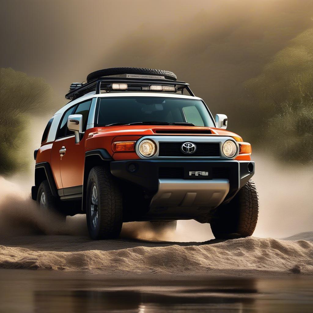 Toyota FJ Cruiser cũ thể hiện khả năng off-road mạnh mẽ trên địa hình gồ ghề.