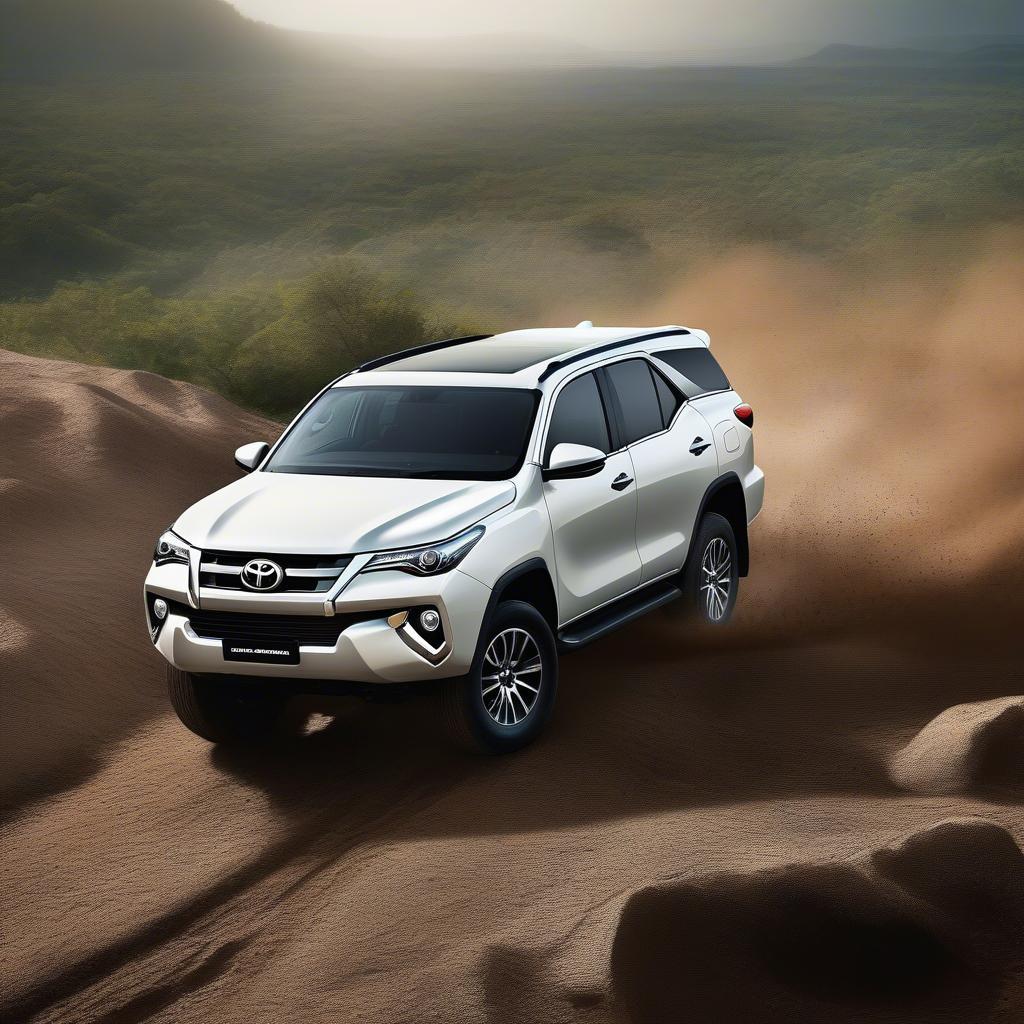 Toyota Fortuner AT màu trắng 2017 chạy off-road