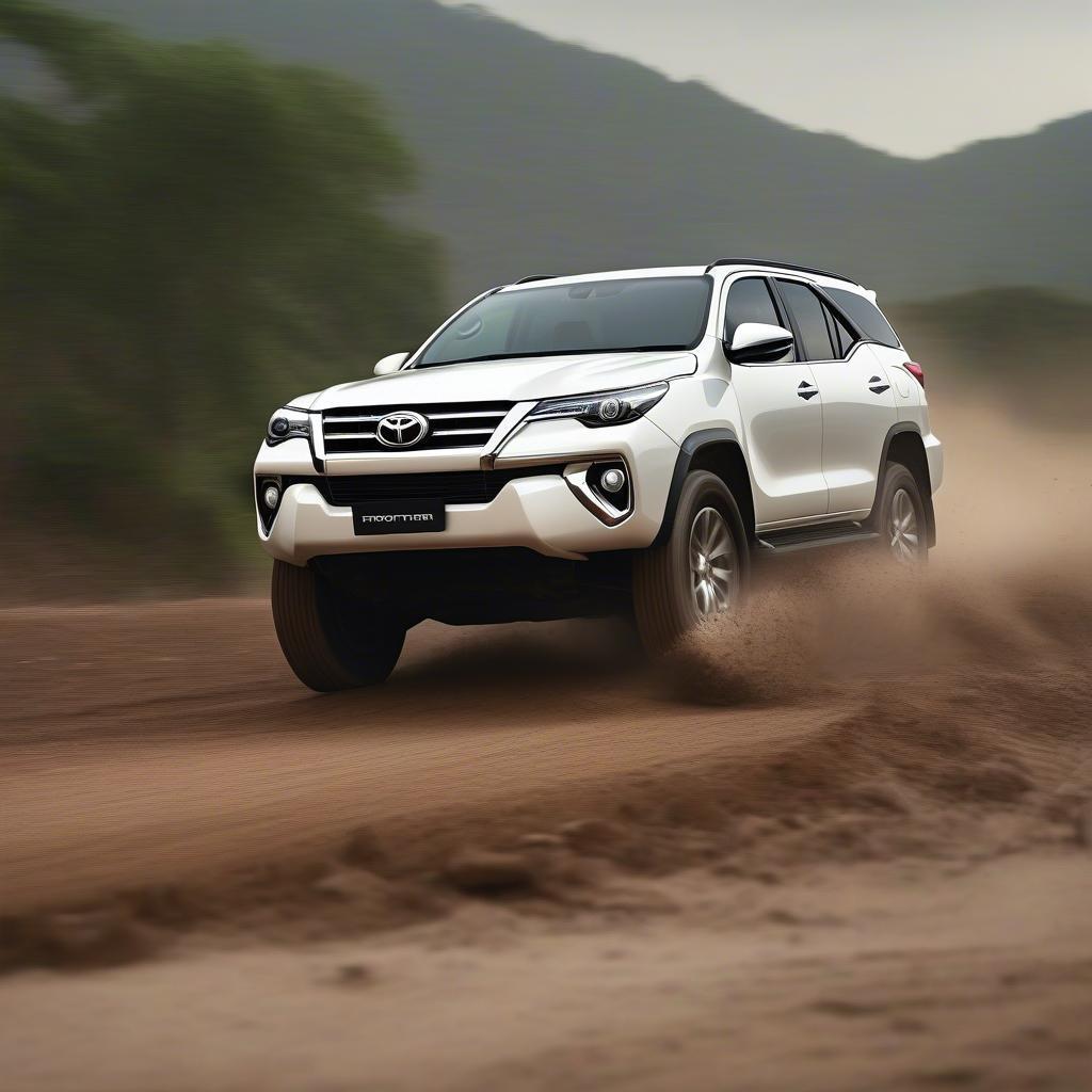 Toyota Fortuner màu trắng 2014 off-road