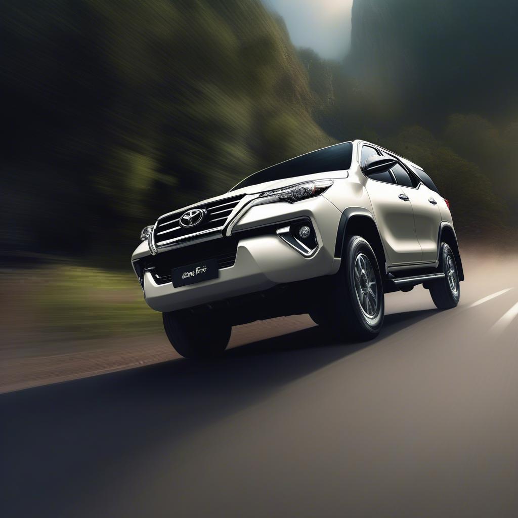 Toyota Fortuner trên đường trường, thể hiện khả năng tiết kiệm nhiên liệu.