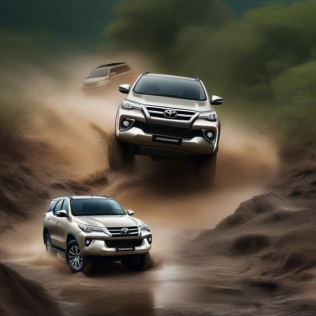 Toyota Fortuner và Pajero Sport Off-road