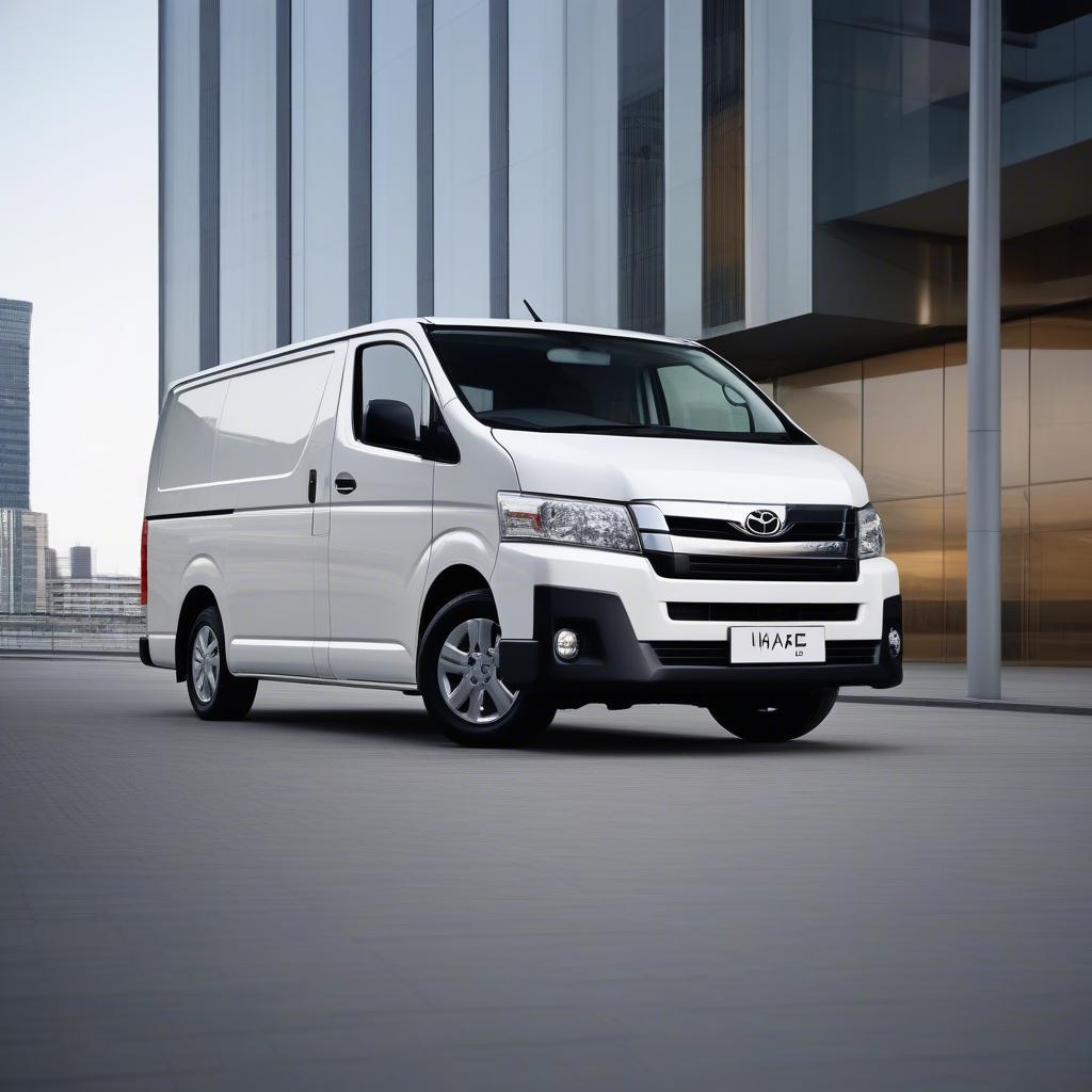 Xe Toyota Hiace màu trắng sang trọng và chuyên nghiệp