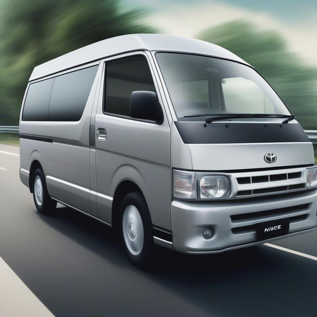 Xe Toyota Hiace di chuyển trên đường cao tốc