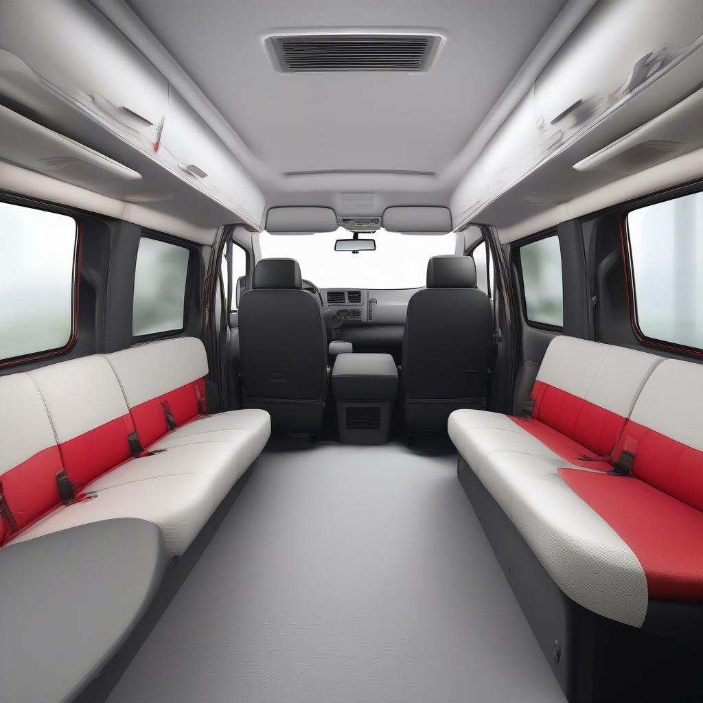 Toyota Hiace White with Red Nội Thất Rộng Rãi