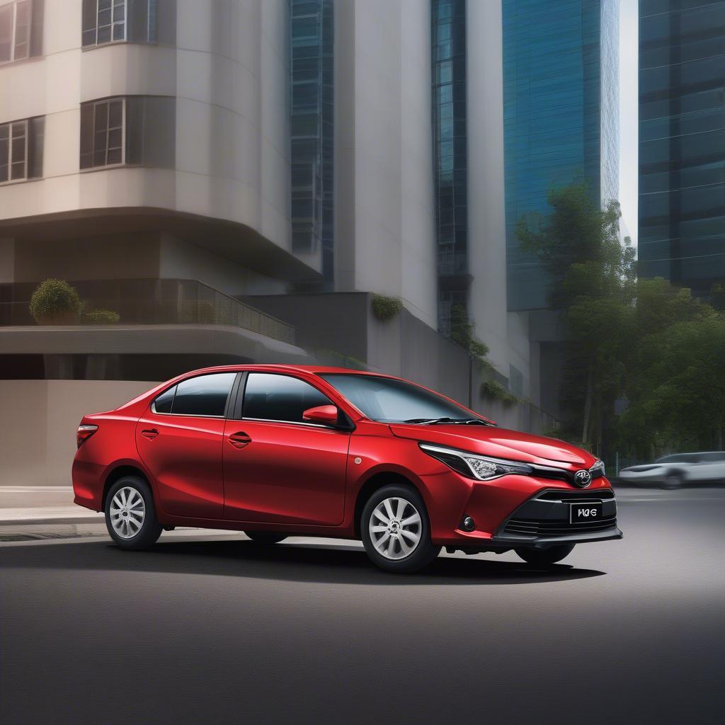 Toyota Vios G màu đỏ nổi bật trên đường phố