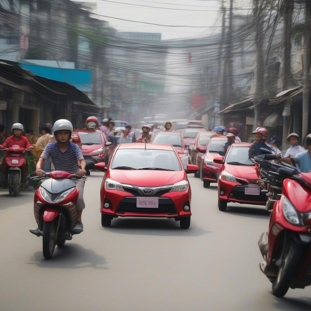 Toyota Vios lăn bánh trên đường phố Nam Định