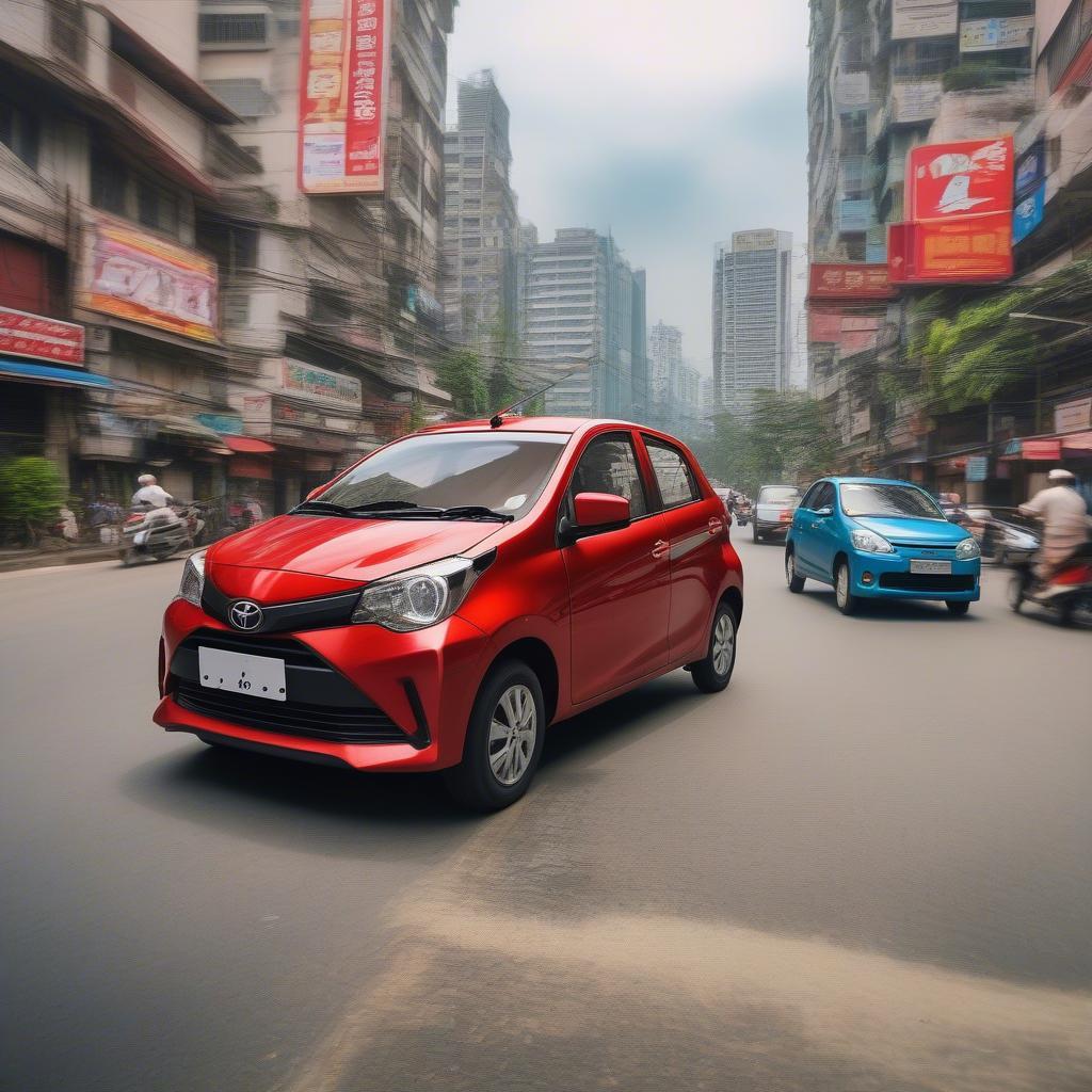 Toyota Wigo luồn lách trong đô thị đông đúc