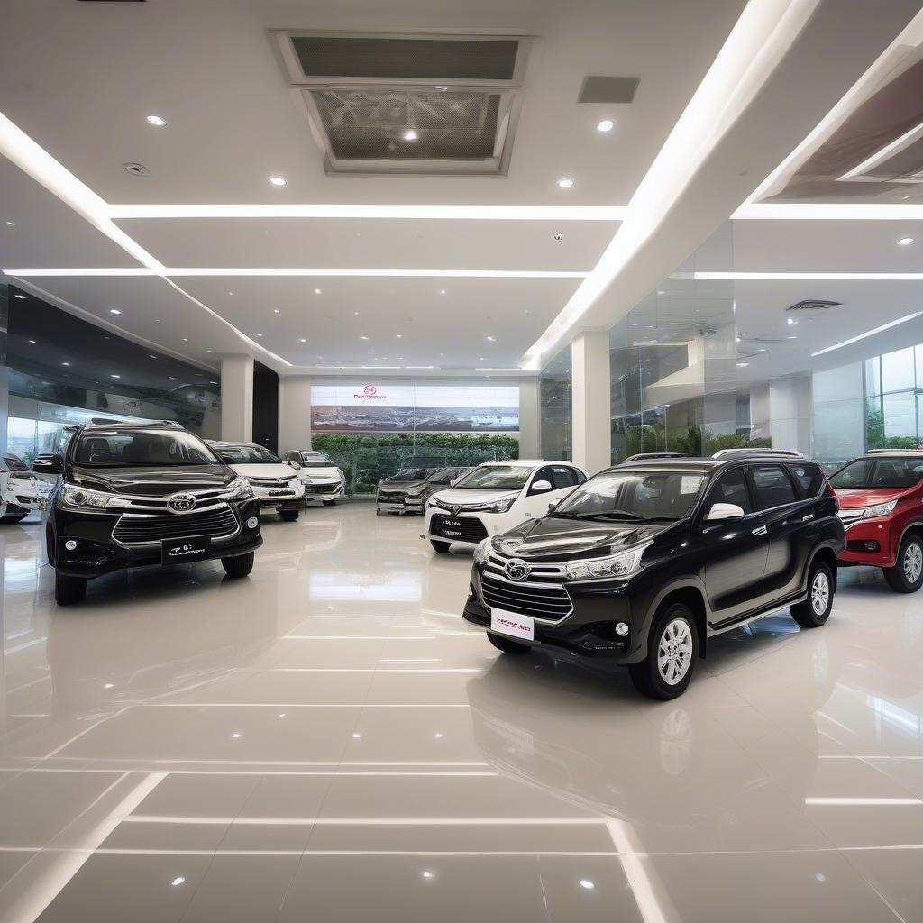 Hình ảnh showroom Toyota Xuân Phương với nhiều xe Avanza trưng bày