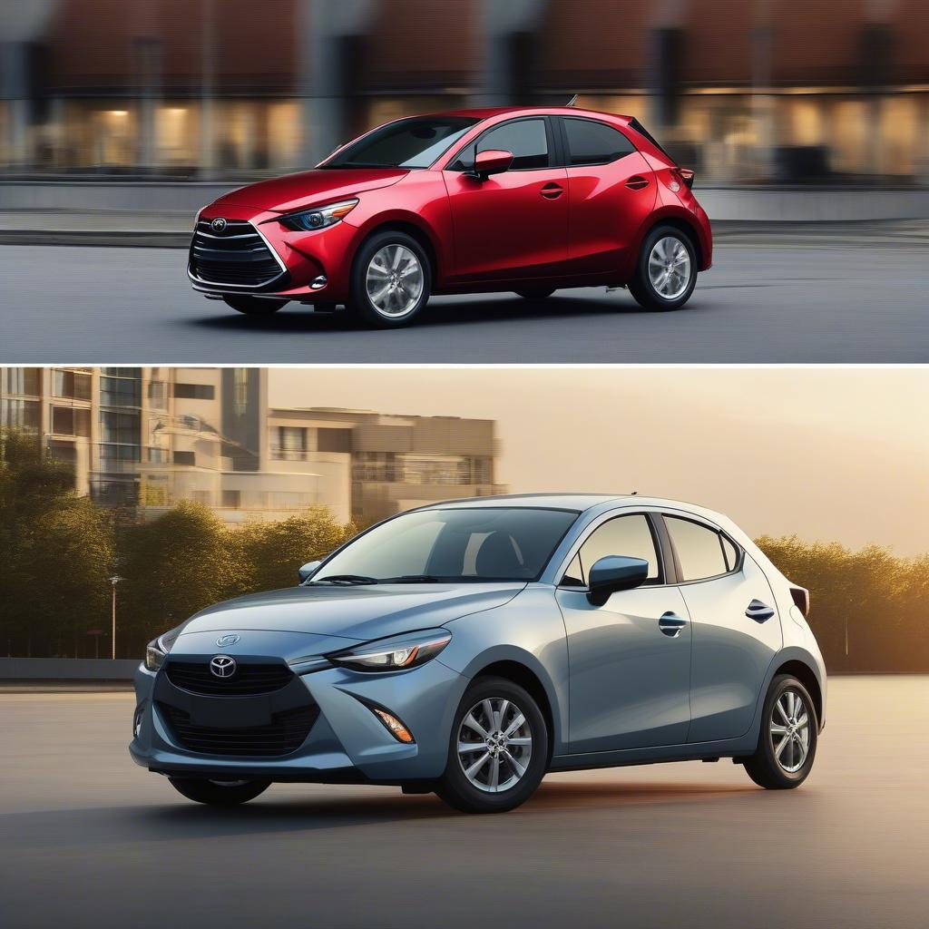 Toyota Yaris 2020 và Mazda 2 đậu trước