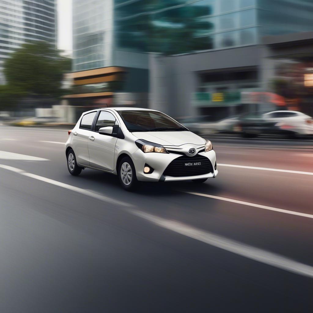 Toyota Yaris cũ di chuyển trong đô thị