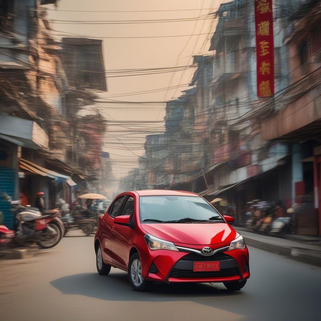 Toyota Yaris di chuyển trên đường phố Hải Phòng