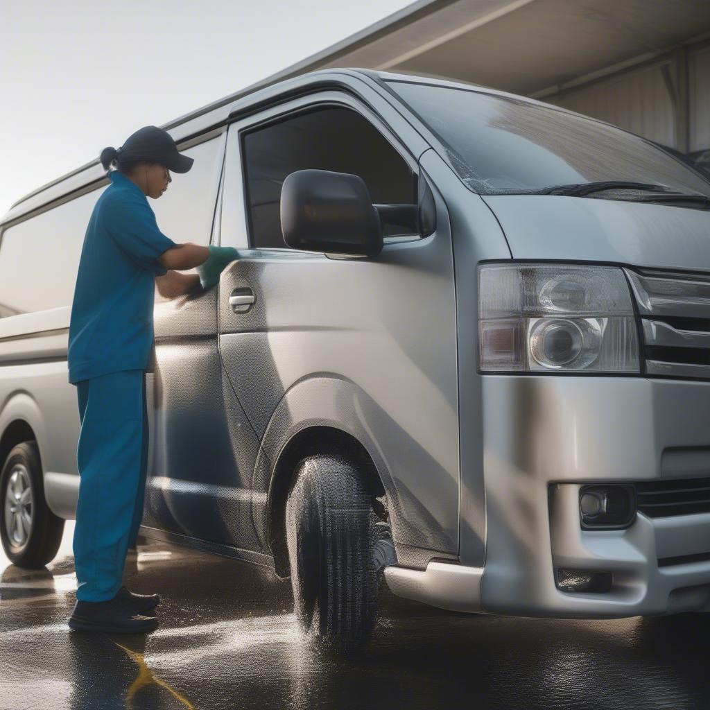 Vệ sinh đèn pha Toyota Hiace