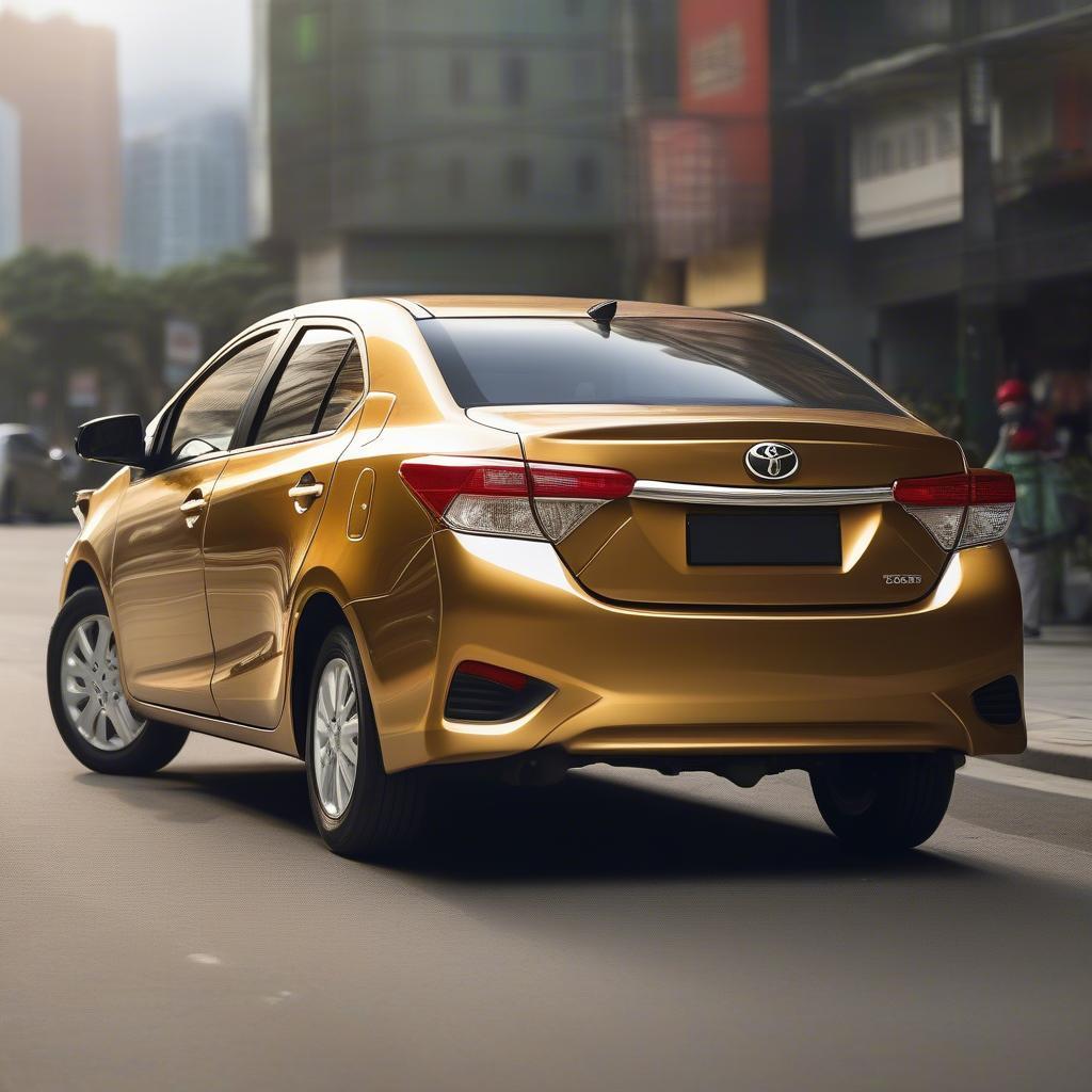 Toyota Vios vàng cát sang trọng và nổi bật trên đường phố